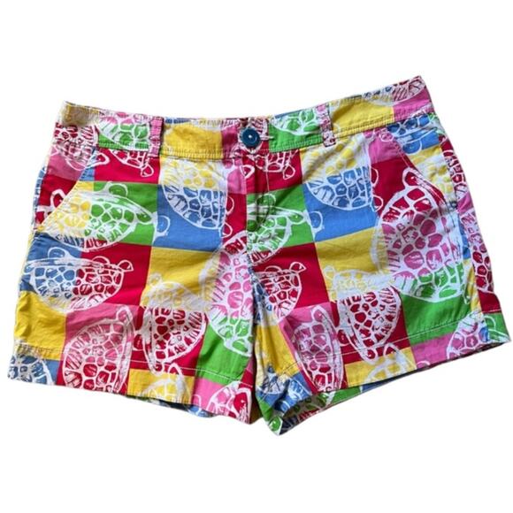 Lilly Pulitzer Rollin’ Turtles Patchwork 'The Callahan' Shorts Size 0 - Picture 1 of 10